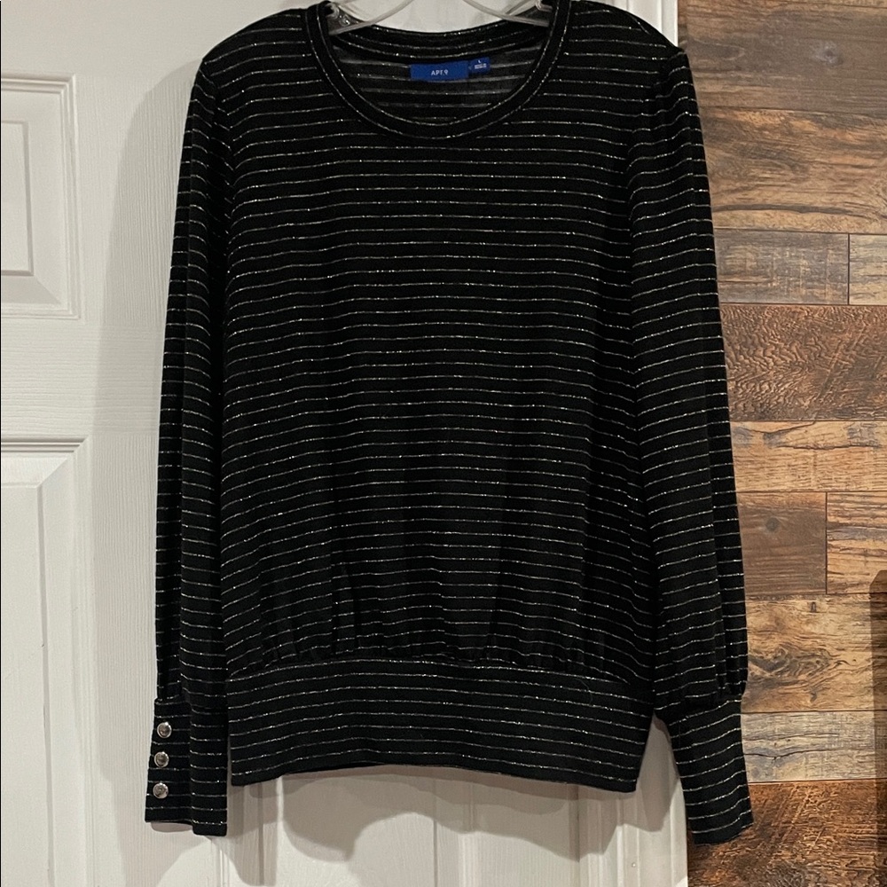 Apt. 9 Black w gold stripes lightweight sweater